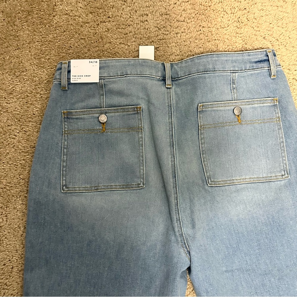 LOFT Curvy Patch Pocket Kick Crop Jeans In Bright Vintage Wash Size 18 NWT - Picture 5 of 13